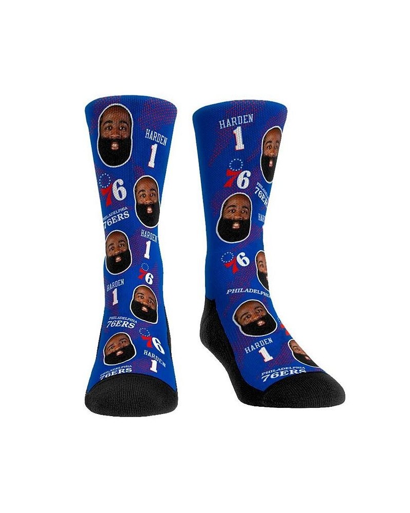 Men's Socks James Harden Philadelphia 76ers Player Allover Crew Socks $17.59 Socks