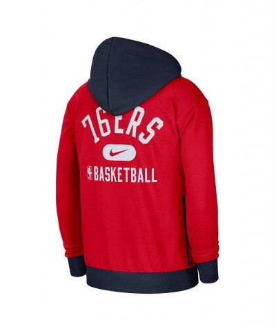 Men's Red, Navy Philadelphia 76Ers 2021/22 City Edition Courtside Heavyweight Fleece Full-Zip Hoodie $39.26 Sweatshirt