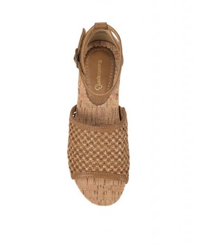 Women's Marta Wedge Sandal Brown $49.40 Shoes