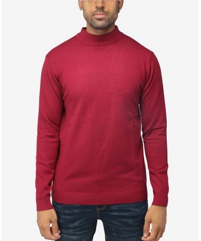 Men's Basic Mock Neck Midweight Pullover Sweater Dark Burgundy $35.10 Sweaters