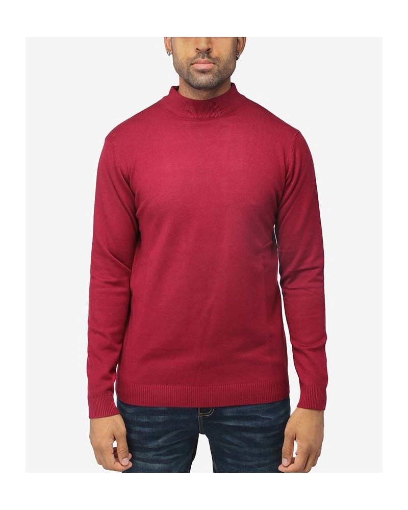 Men's Basic Mock Neck Midweight Pullover Sweater Dark Burgundy $35.10 Sweaters