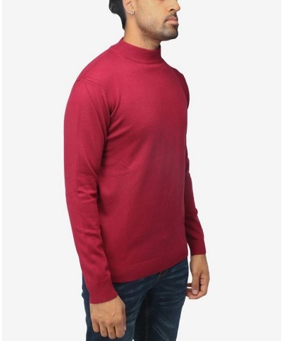 Men's Basic Mock Neck Midweight Pullover Sweater Dark Burgundy $35.10 Sweaters