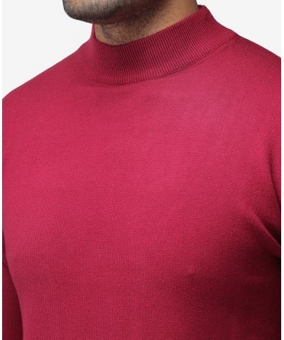 Men's Basic Mock Neck Midweight Pullover Sweater Dark Burgundy $35.10 Sweaters