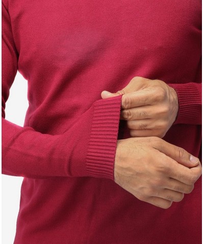 Men's Basic Mock Neck Midweight Pullover Sweater Dark Burgundy $35.10 Sweaters