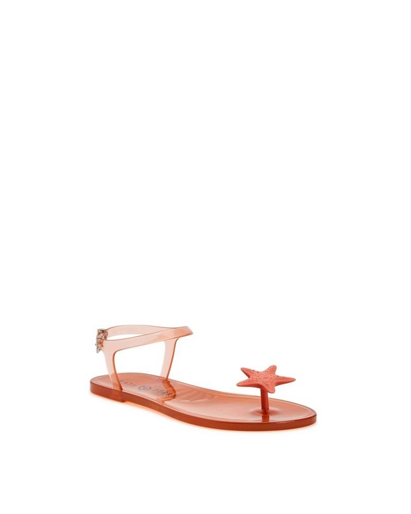 Women's Iconic Geli Toe Post Flat Sandals Star Fish Fiery Orange $31.74 Shoes