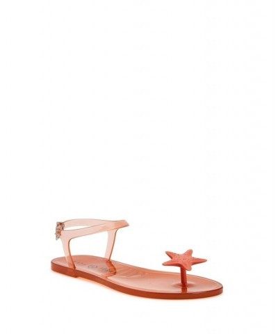 Women's Iconic Geli Toe Post Flat Sandals Star Fish Fiery Orange $31.74 Shoes