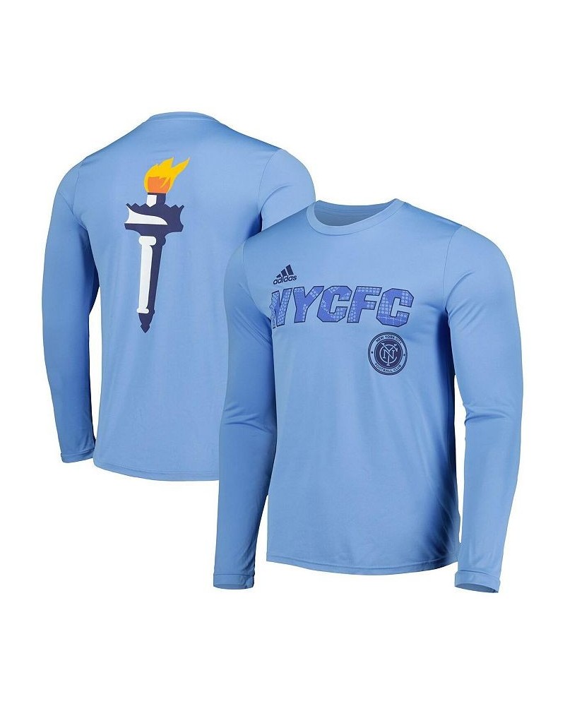 Men's Sky Blue New York City FC Jersey Hook AEROREADY Long Sleeve T-shirt $22.55 T-Shirts