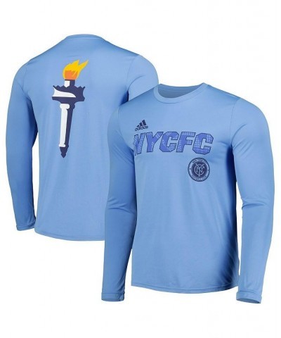 Men's Sky Blue New York City FC Jersey Hook AEROREADY Long Sleeve T-shirt $22.55 T-Shirts