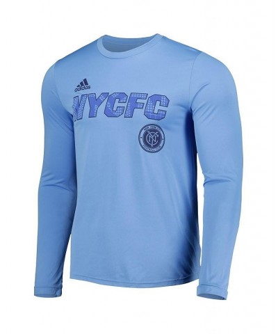 Men's Sky Blue New York City FC Jersey Hook AEROREADY Long Sleeve T-shirt $22.55 T-Shirts