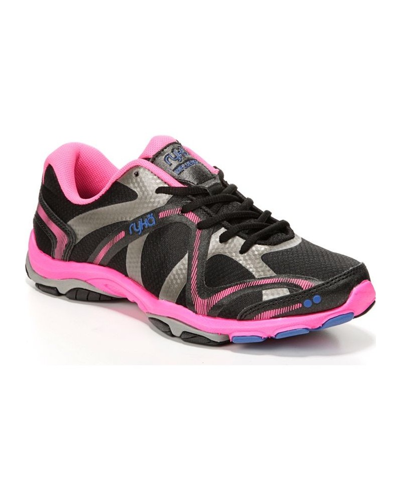 Women's Influence Training Sneakers Black/Pink Mesh/Faux Leather $48.40 Shoes