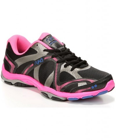 Women's Influence Training Sneakers Black/Pink Mesh/Faux Leather $48.40 Shoes