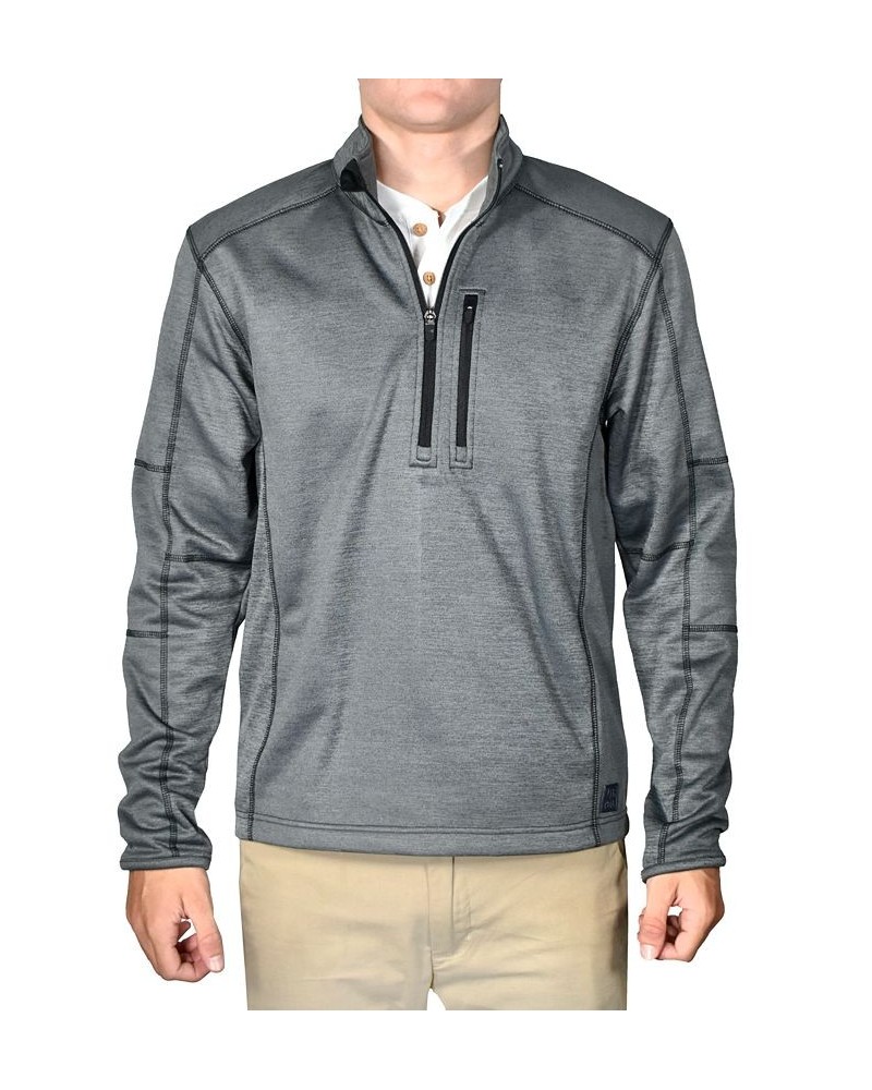 Men's Space-Dyed Half-Zip Pullover Topstitched Sweater Gray $39.10 Sweaters