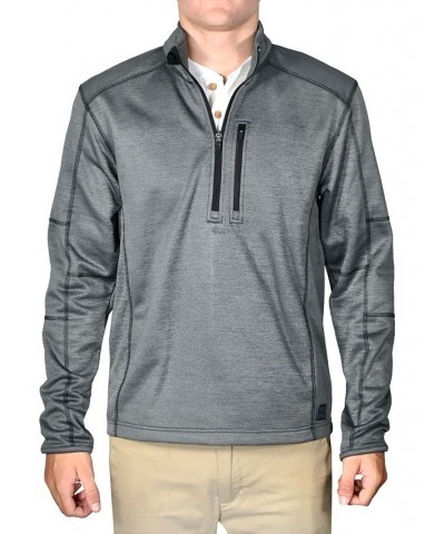 Men's Space-Dyed Half-Zip Pullover Topstitched Sweater Gray $39.10 Sweaters