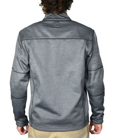 Men's Space-Dyed Half-Zip Pullover Topstitched Sweater Gray $39.10 Sweaters