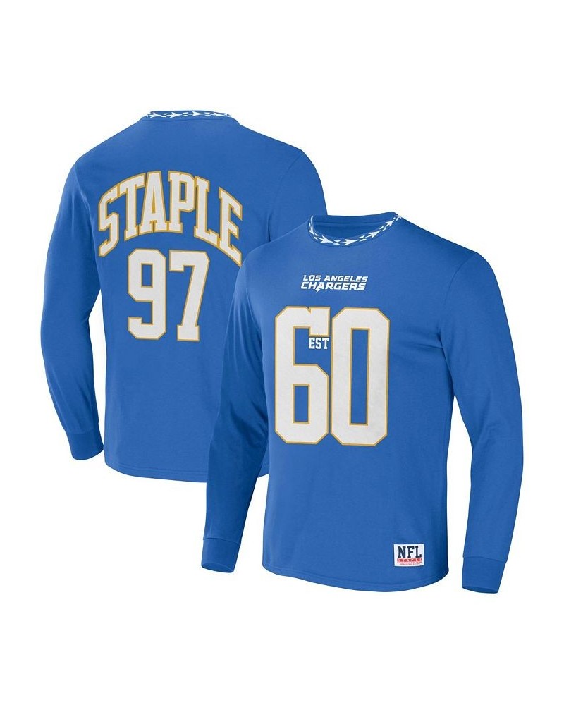 Men's NFL X Staple Blue Los Angeles Chargers Core Long Sleeve Jersey Style T-shirt $21.15 T-Shirts