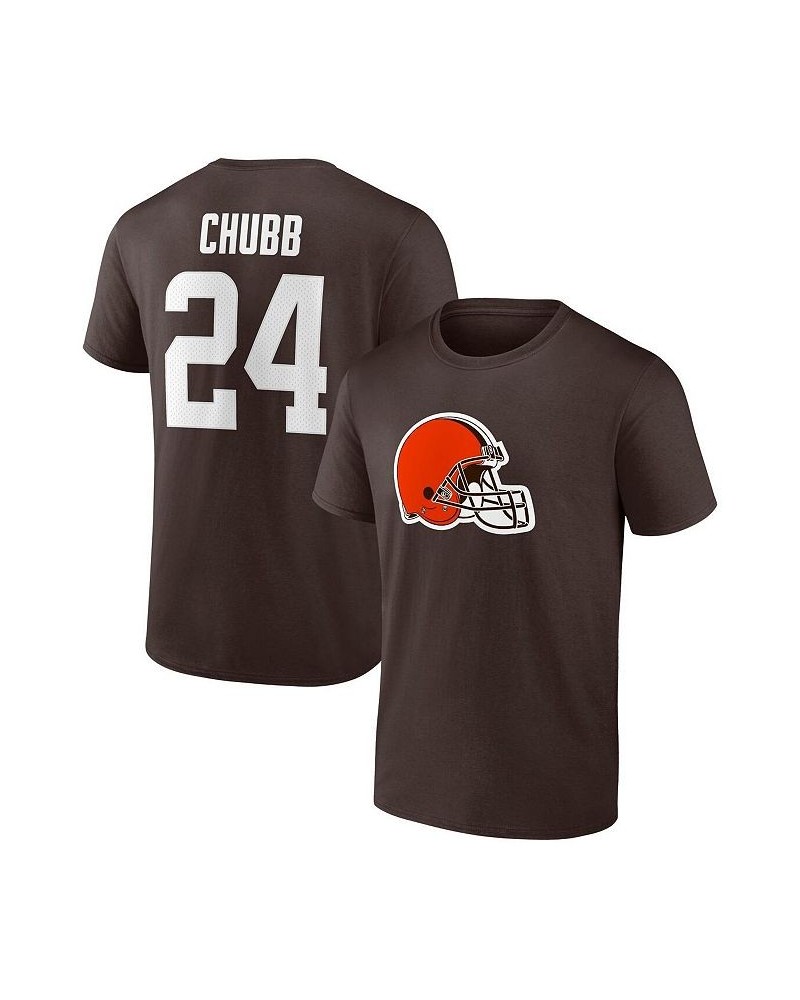 Men's Branded Nick Chubb Brown Cleveland Browns Player Icon Name and Number T-shirt $25.64 T-Shirts