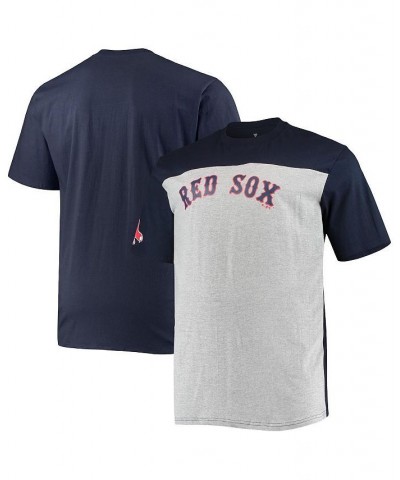 Men's Branded Navy and Heathered Gray Boston Red Sox Big and Tall Colorblock T-shirt $35.99 T-Shirts