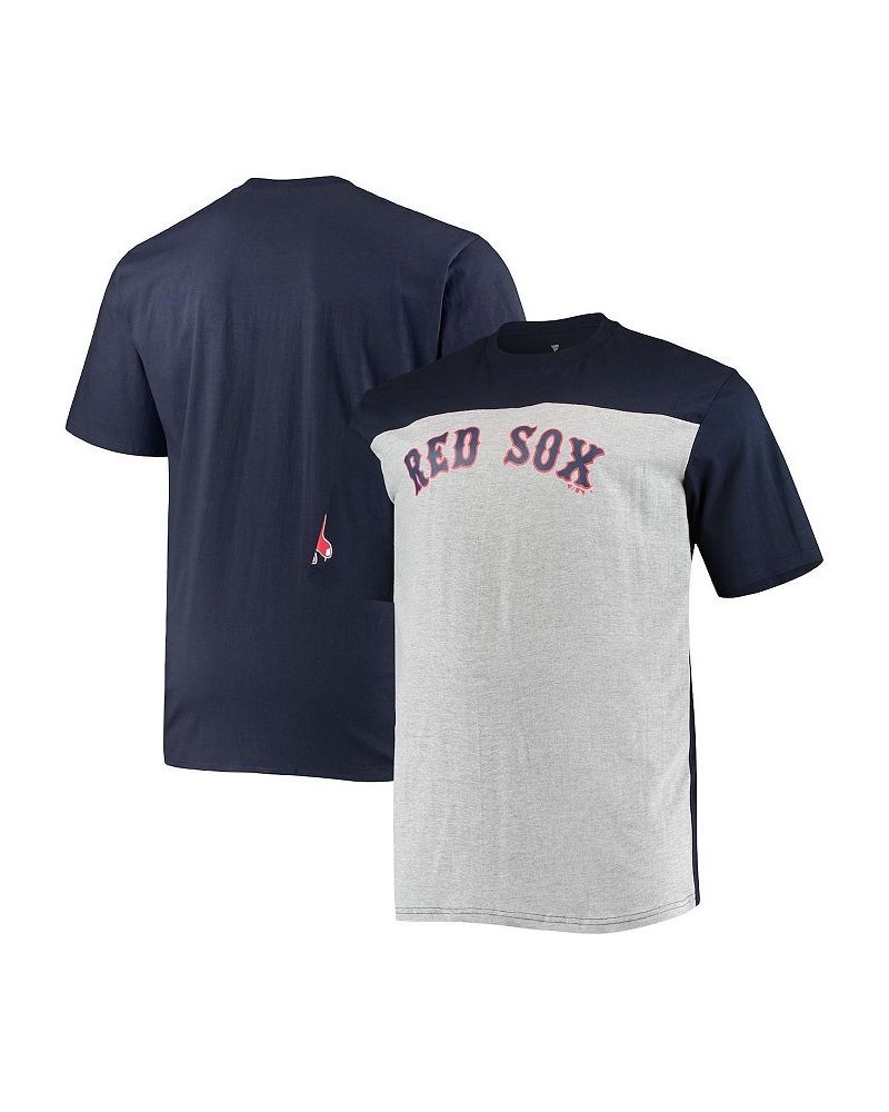 Men's Branded Navy and Heathered Gray Boston Red Sox Big and Tall Colorblock T-shirt $35.99 T-Shirts