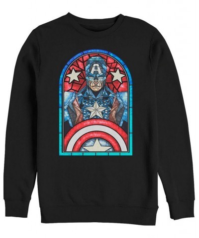 Marvel Men's Classic Captain America Stained Glass Window, Crewneck Fleece Black $32.99 Sweatshirt