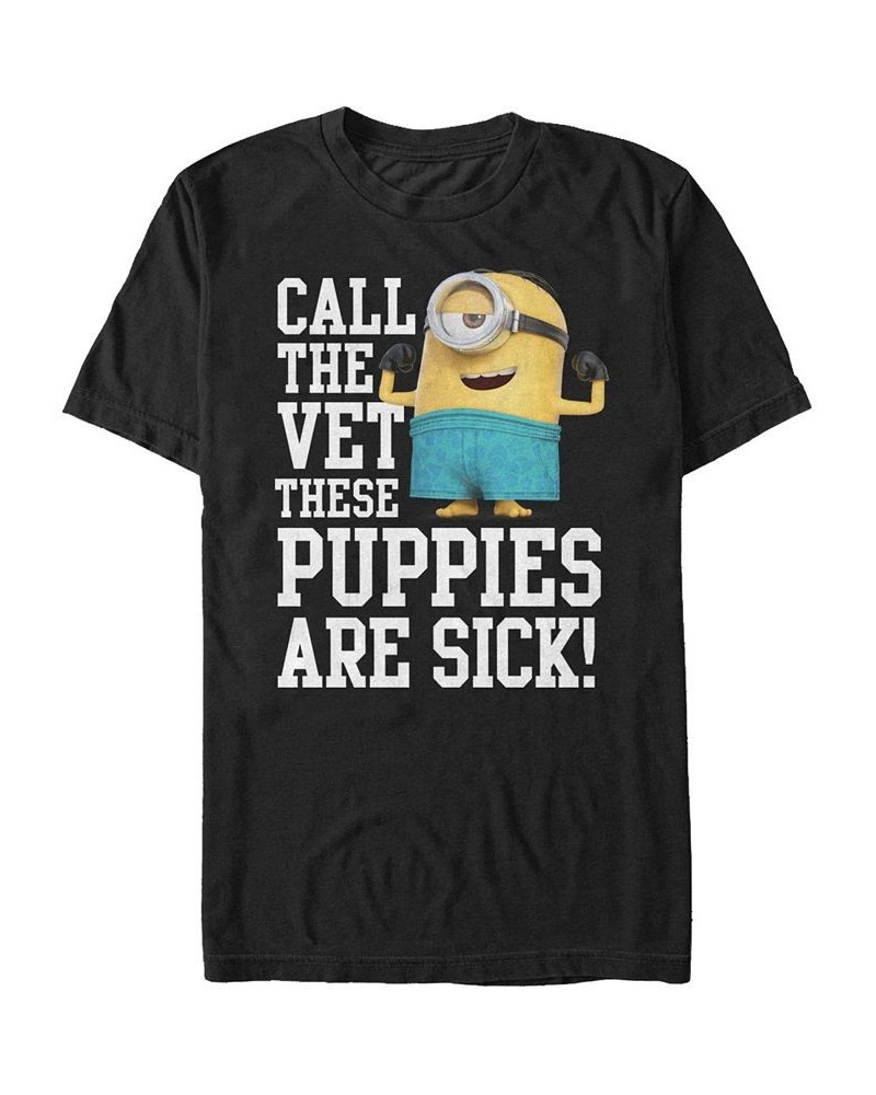 Minions Illumination Men's Despicable Me Call The Vet, These Puppies Are Sick Short Sleeve T-Shirt Black $20.99 T-Shirts