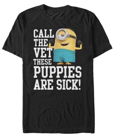 Minions Illumination Men's Despicable Me Call The Vet, These Puppies Are Sick Short Sleeve T-Shirt Black $20.99 T-Shirts