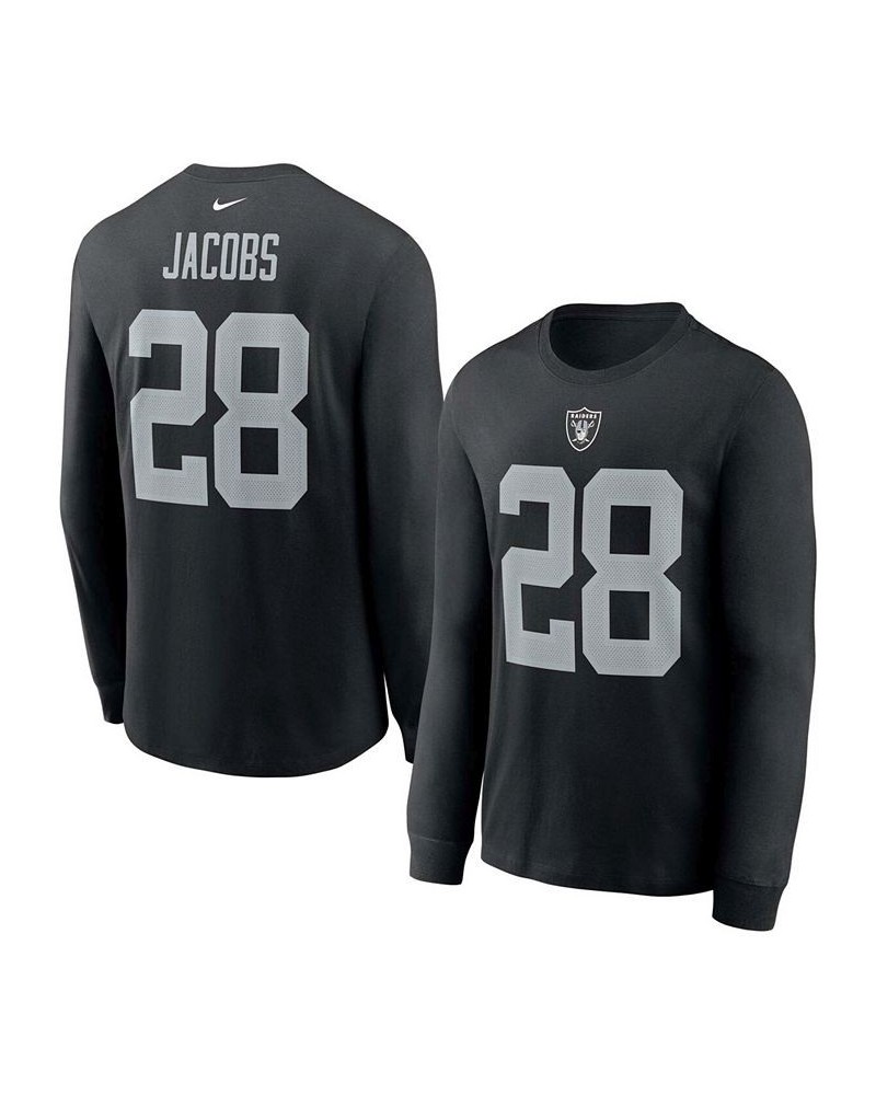 Men's Josh Jacobs Black Las Vegas Raiders Player Name and Number Long Sleeve T-shirt $18.92 T-Shirts