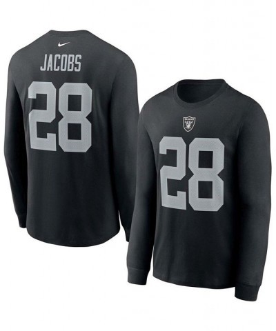 Men's Josh Jacobs Black Las Vegas Raiders Player Name and Number Long Sleeve T-shirt $18.92 T-Shirts