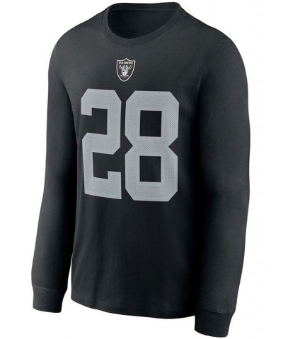 Men's Josh Jacobs Black Las Vegas Raiders Player Name and Number Long Sleeve T-shirt $18.92 T-Shirts