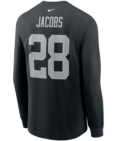 Men's Josh Jacobs Black Las Vegas Raiders Player Name and Number Long Sleeve T-shirt $18.92 T-Shirts