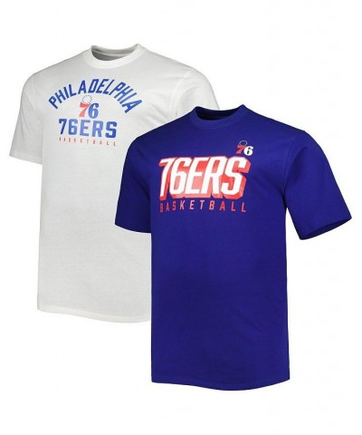 Men's Branded Royal, White Philadelphia 76ers Big and Tall Two-Pack T-shirt Set $36.80 T-Shirts