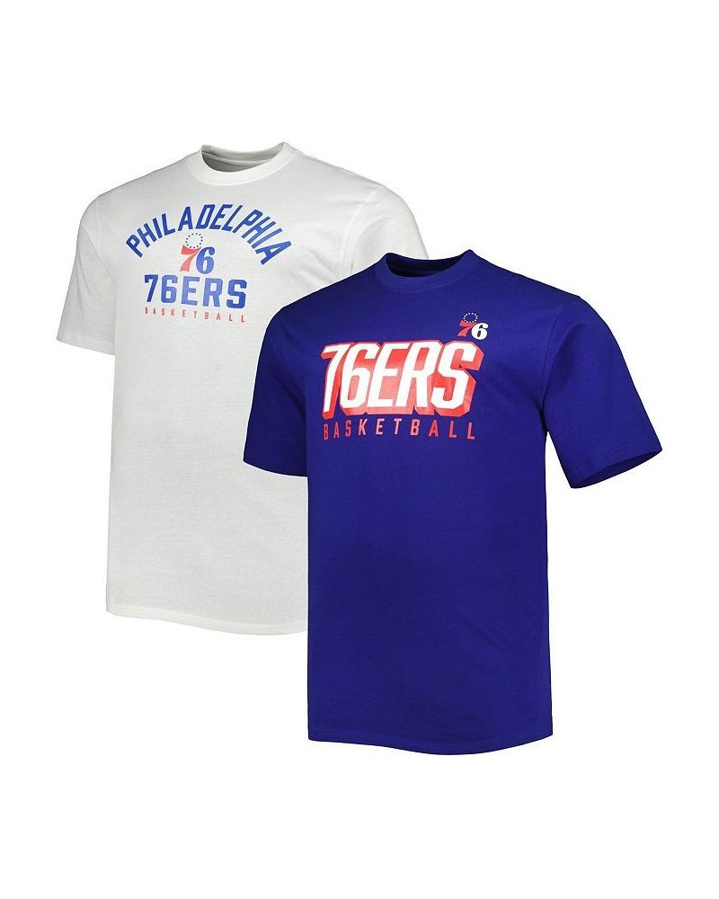 Men's Branded Royal, White Philadelphia 76ers Big and Tall Two-Pack T-shirt Set $36.80 T-Shirts