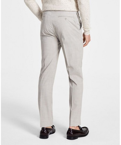 Men's Slim-Fit Grey Plaid Dress Pants Tan/Beige $25.49 Pants