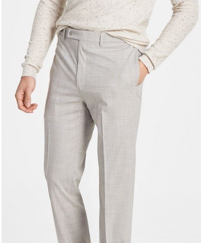 Men's Slim-Fit Grey Plaid Dress Pants Tan/Beige $25.49 Pants