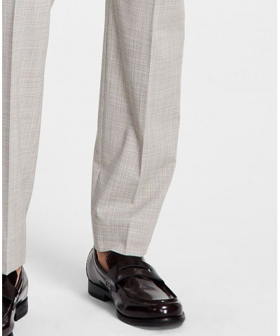 Men's Slim-Fit Grey Plaid Dress Pants Tan/Beige $25.49 Pants