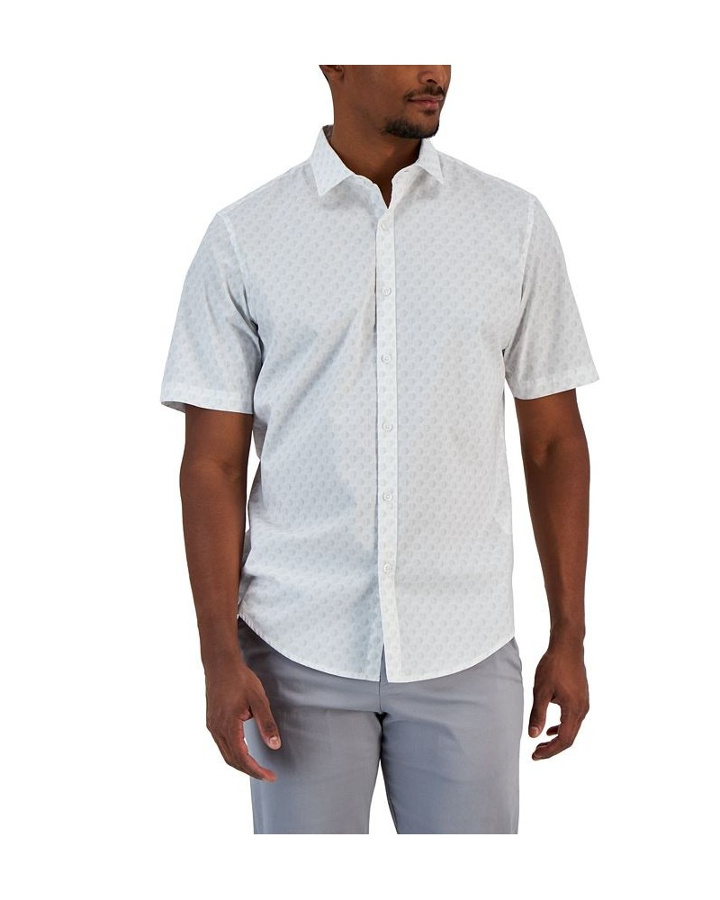 Men's Above Classic-Fit Stretch Geo-Print Button-Down Shirt White $17.09 Shirts