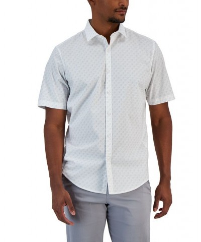 Men's Above Classic-Fit Stretch Geo-Print Button-Down Shirt White $17.09 Shirts