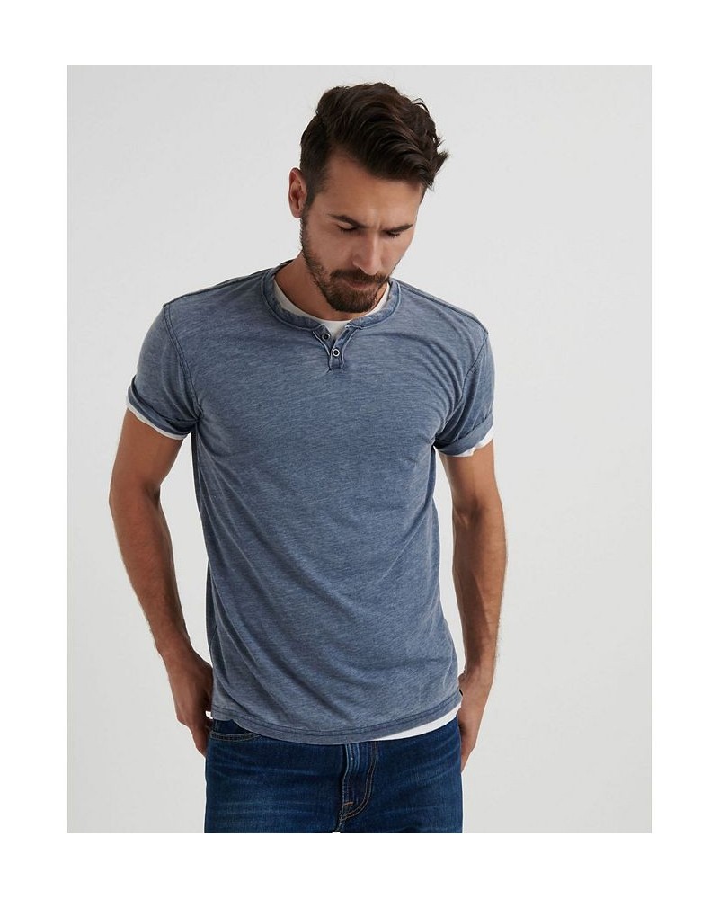 Men's Classic Venice Burnout Notch T-Shirt Blue $15.37 Shirts