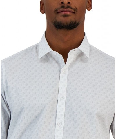 Men's Above Classic-Fit Stretch Geo-Print Button-Down Shirt White $17.09 Shirts