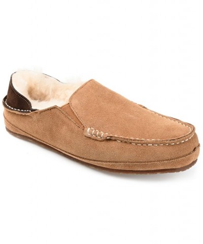 Men's Solace Fold-down Heel Moccasin Slippers Tan/Beige $38.28 Shoes