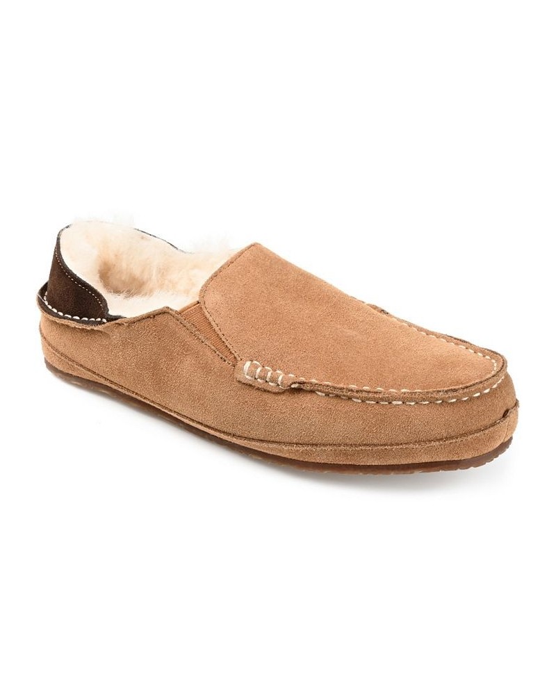 Men's Solace Fold-down Heel Moccasin Slippers Tan/Beige $38.28 Shoes