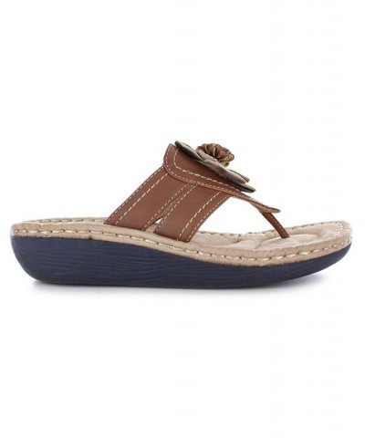 Women's Carnation Thong Comfort Sandals Brown $29.67 Shoes