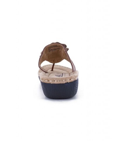 Women's Carnation Thong Comfort Sandals Brown $29.67 Shoes