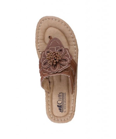 Women's Carnation Thong Comfort Sandals Brown $29.67 Shoes