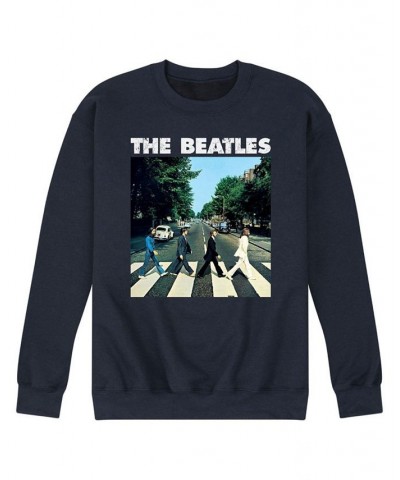 Men's The Beatles Abbey Road Image Fleece Sweatshirt Blue $30.24 Sweatshirt