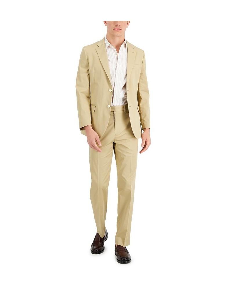 Men's Modern-Fit Stretch Cotton Solid Suit Tan/Beige $49.00 Suits