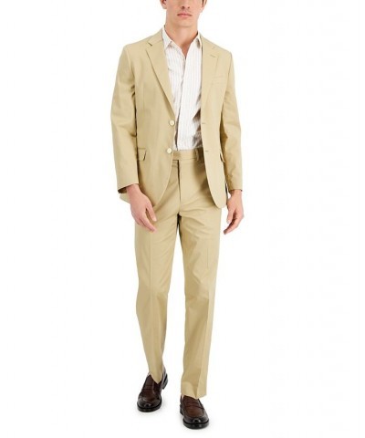 Men's Modern-Fit Stretch Cotton Solid Suit Tan/Beige $49.00 Suits