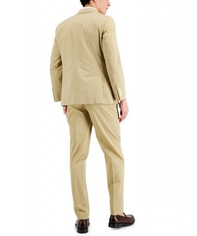 Men's Modern-Fit Stretch Cotton Solid Suit Tan/Beige $49.00 Suits