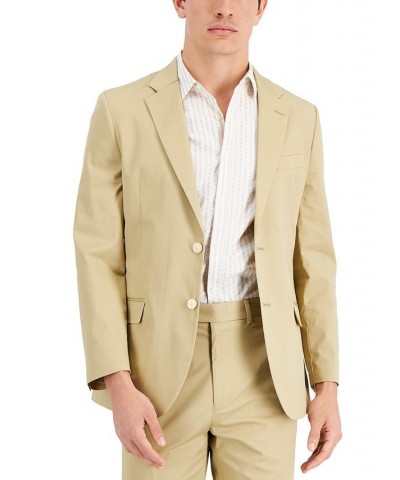 Men's Modern-Fit Stretch Cotton Solid Suit Tan/Beige $49.00 Suits