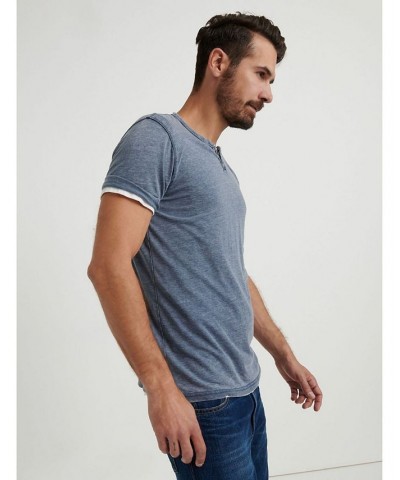 Men's Classic Venice Burnout Notch T-Shirt Blue $15.37 Shirts