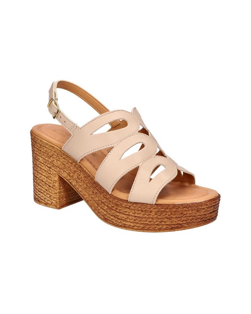 Women's Pri-Italy Platform Sandals Nude Leather $47.50 Shoes